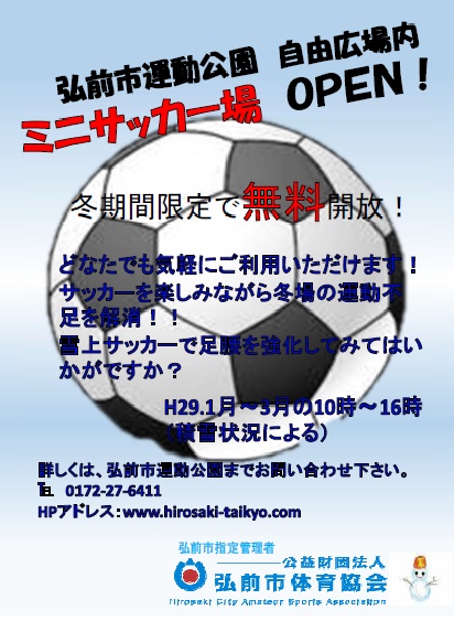 冬期間自由広場ミニサッカー場