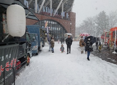 冬の球場アート2026